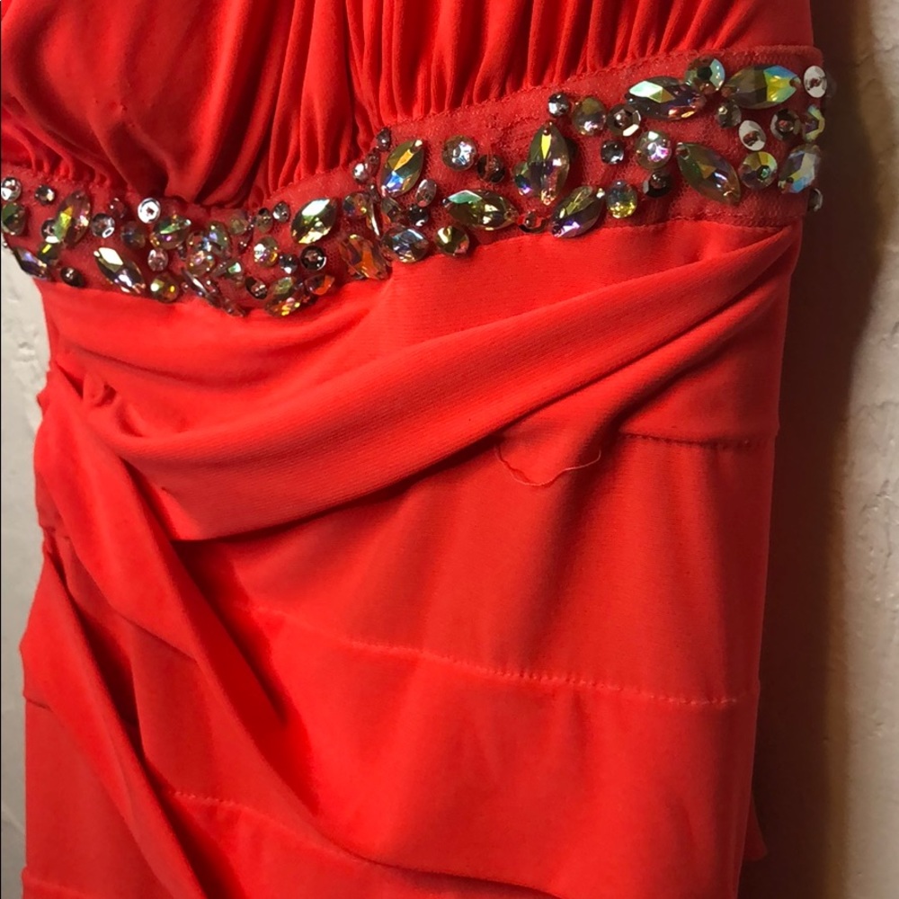 City Triangles Orange One Shoulder Dance Dress - Picture 5 of 8